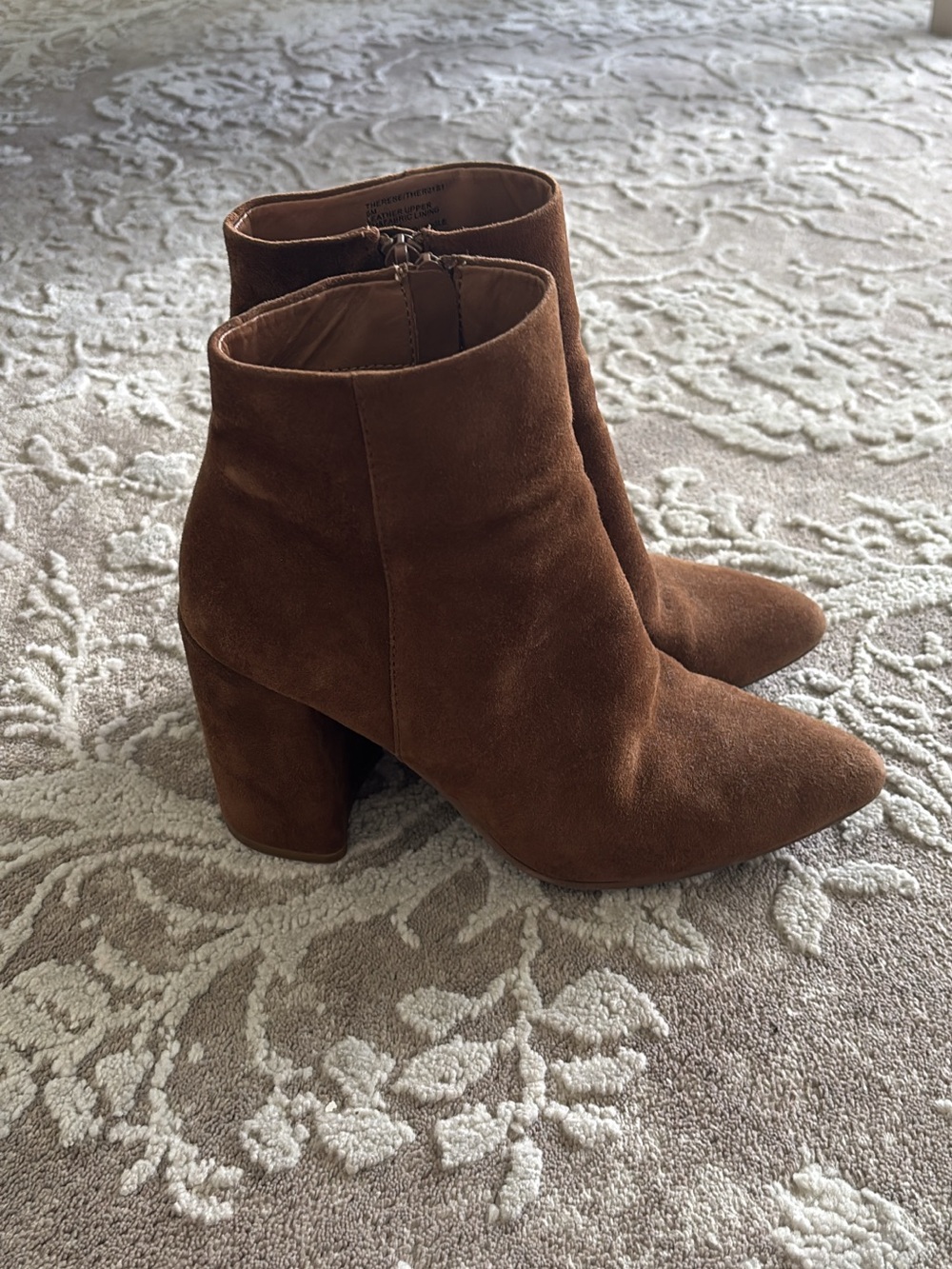 Steve Madden Women's Brown Suede Ankle Boots - Pointed Toe Block Heel